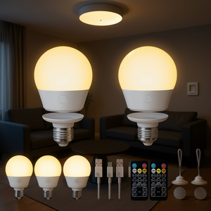 Bombilla Inteligente Recargable Brightown E26 LED con Control Remoto, 2700K, Luz Blanca Cálida Suave, para Techo Residencial - Product Image 2