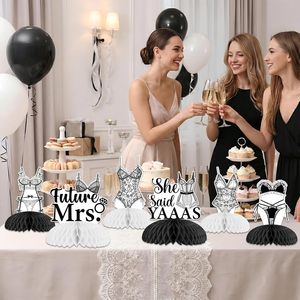 8 piezas de lencería con diseño de panal de abeja para centros de mesa, sujetadores y bragas, decoraciones para la futura señora, adornos para mesa de despedida de soltera - Product Image 5