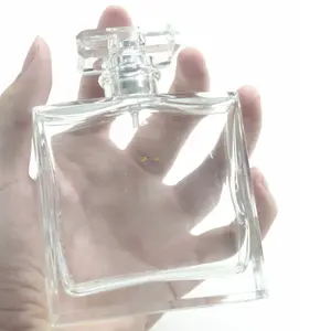 Transparent Square Perfume Glass Bottle 15 Ml 30 Ml 50 Ml 100 Ml Cosmetic