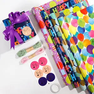 New Design Kids Birthday Printing Gift Wrapping Paper 43*300 Cm Roll Christmas Everyday Wrap Craft Paper Packing