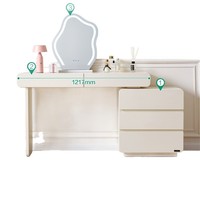 Table de maquillage en bois massif couleur crème blanc chaud avec tiroirs intégrés, table de maquillage moderne simple multifonctionnelle pour chambre à coucher