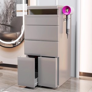 Wholesale Salon Furniture 4-Tier Salon Cabinet <b>Trolley</b> Cart with Hidden Storage Tray Wooden Drawers for Hair Salon Barber Shop - Product Image 4