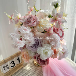 Arrangement Floral Rose Chaud Populaire Artificielle Blush rose Candélabre Fleur Centres de Table pour Décoration de Table de Mariage - Product Image 4