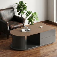 Table basse ovale en bois massif, personnalisable, écologique, légère, moderne, finition noyer, style nordique, table d'appoint pour salon
