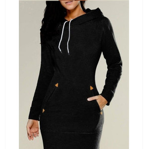 Abito da donna con cappuccio tinta unita e taglie forti - Product Image 2