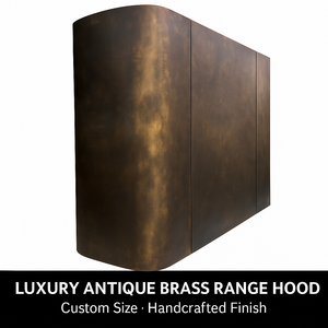 Hotte de cuisine de luxe en laiton antique, artisanale, de calibre 16, murale, à grille incurvée, pour cuisines de designers et villas sur mesure - Product Image 2