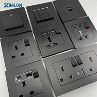 Prise murale XIMLON 86 avec charge rapide USB Type-C, 2 ports USB-C, 250V max 13A, normes britanniques et UK, interrupteur en plastique