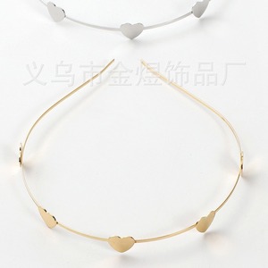 Diadema con forma de corazón de borde fino, aleación de Metal, ligera, informal, accesorio de moda para mujer, verano 2023 HB007 - Product Image 1