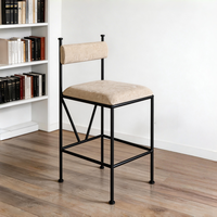 Tabouret de bar haut de gamme en métal et cuir PU, durable et luxueux, pour usage commercial et domestique, idéal pour bar à domicile ou villa.