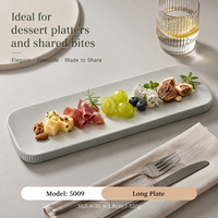 Assiette rectangulaire longue en mélamine, finition mate gris spatial, durable, sans BPA, écologique, pour servir des sushis, des grillades, des fêtes, vaisselle de table