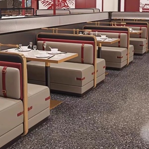 Cafétéria en cuir en acier inoxydable Cabine en <span class=keywords><strong>L</strong></span> <span class=keywords><strong>U</strong></span> haut de gamme personnalisée Canapé cabine moderne et <span class=keywords><strong>l</strong></span>éger pour restaurant de luxe - Product Image 4