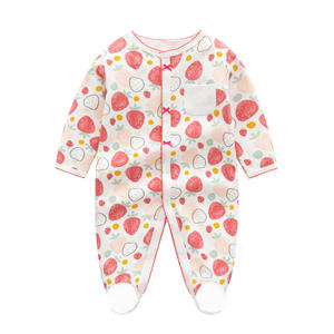 カスタム100%コットン長袖ベビーロンパース、足付きパジャマ、春冬用スリープウェア、カートゥーン柄ボタン留め - Product Image 5