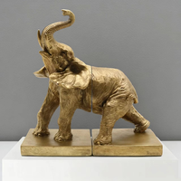 Support de livre éléphant en résine dorée, figurine Art Déco, design animalier, pour table, hall d'entrée, salon, bureau, artisanat fait main