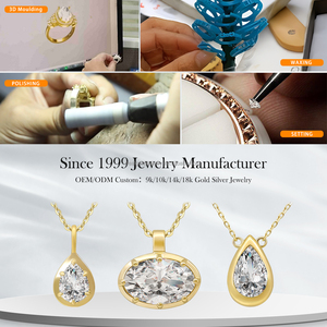 도매 고급 보석 솔리드 14k 골드 Moissanite 목걸이 타원형 모양 여자 펜던트 목걸이 고급 보석 도매 - Product Image 4