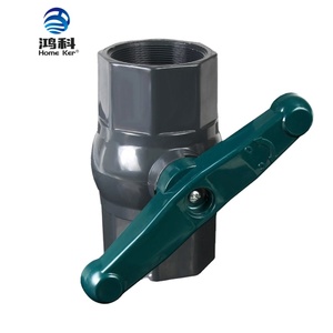 Válvula de bola octogonal de PVC HongKe <span class=keywords><strong>Jordan</strong></span> con nuevo mango verde profundo y conexión de rosca de cuerpo gris profundo - Product Image 2