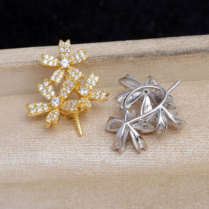 Pendentif flocon de neige à trois fleurs en argent 925, accessoire de bricolage, JG5856, base semi-finie plaquée or pour bijoux en perles - Product Image 3