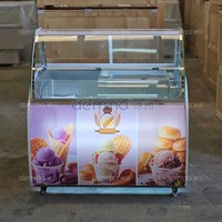 Réfrigérateur commercial horizontal sans congélateur avec porte vitrée, vitrine à crème glacée de qualité supérieure en acier inoxydable 304 réglable