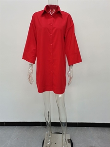 Vestido Blusa Feminina Plus Size <span class=keywords><strong>5XL</strong></span> com Botões, Solto e Oversized, Estilo Clássico Casual - Product Image 2