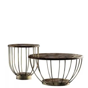2 개의 금속 중앙 테이블 둥근 나무 상단 산업 금속 장식 타원형 상단 센터 테이블 사용자 정의 로고로 가능