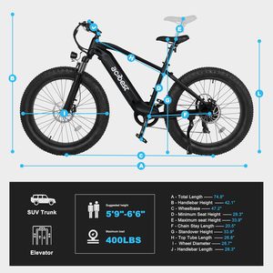 Envío Gratis a Estados Unidos. Bicicleta Eléctrica Deportiva Urbana con Llantas de 26*4 Pulgadas, Batería de Litio de 48V 15AH, Frenos de Disco Hidráulicos sin Escobillas en el Buje Trasero - Product Image 3