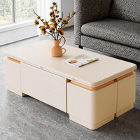Table basse multifonctionnelle de style crème avec fonction de levage télescopique pour petit appartement, salon, table à manger, bureau.