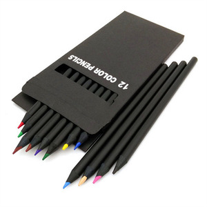 Logo personnalisé best-seller Ensemble de 12 crayons de couleur en bois <span class=keywords><strong>noir</strong></span> pour enfants Crayons de couleur - Product Image 2