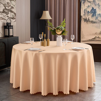 Nappe ronde en satin double face à bords festonnés de 120 pouces, prête à être expédiée, 260 GSM, épaisse, pour mariage et hôtel