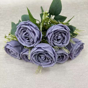 Fabricant d'approvisionnement direct Vente en gros Fleur de simulation de rose roulée à 7 têtes pour la maison Scène d'hôtel pour Noël Fête des mères - Product Image 4