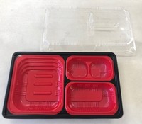 Conception mignonne à emporter jetable japonais Bento boîte à lunch boîte d'emballage alimentaire PPF micro-ondable à aller boîte à bento rouge noir