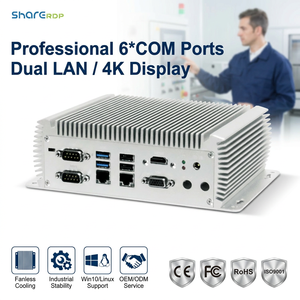 Mini <span class=keywords><strong>PC</strong></span> industriel sans ventilateur Sharerdp Factory Wholesale Core I3 10e génération 10110U, 6 ports COM, double LAN, VGA, 4K, NUC, compatible Win10 et Linux - Product Image 1