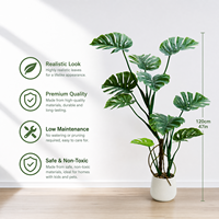 Plantes artificielles Monstera Deliciosa en plastique de 1,20 m pour la décoration DIY du sol à la maison, sur la véranda, dans le jardin, au bureau et au magasin