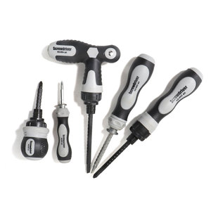 5pcs Black and Grey Screwdriver Set with T-<b>Handle</b> <b>Ratchet</b> Double-ended Bits Invertible PH2 SL6 Canvas Zipper Bag Packaging - Product Image 2
