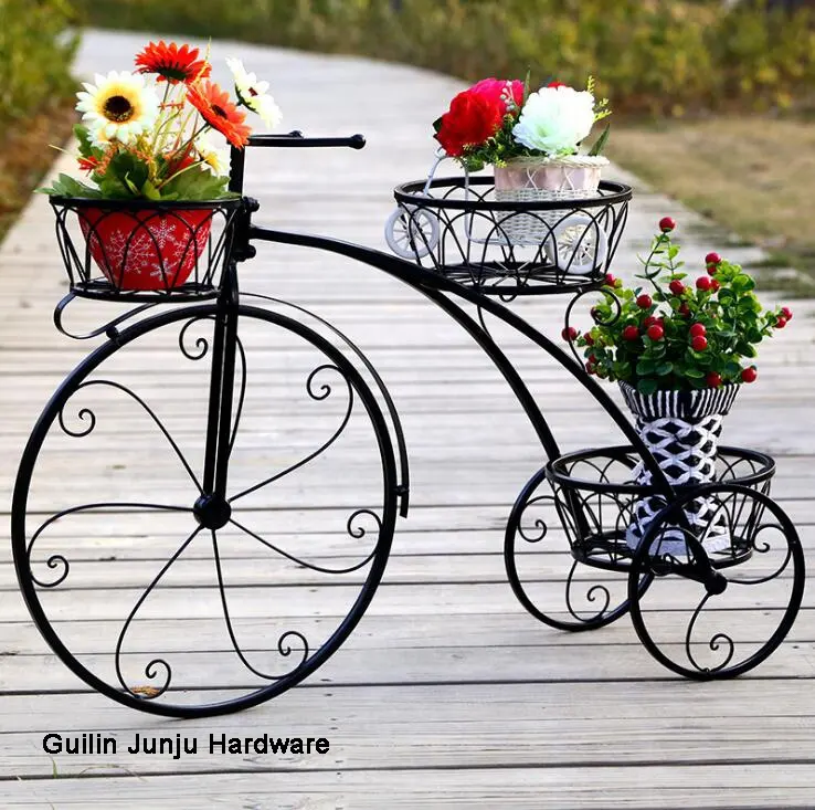 Hemoton Maceta de Bicicleta Maceta de Madera Caja de Flores Triciclo Soporte de Planta Decorativo Suculento Contenedor Bonsai Bicicleta Hogar Decoración de Jardín Estilo Aleatorio Tamaño 