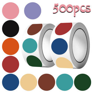 500 Hojas/Rollo de Pegatinas Adhesivas de Papel con Diseño Minimalista de Puntos de <span class=keywords><strong>Color</strong></span> Sólido para Teléfonos, Libros, Botellas de Agua, Regalos para Estudiantes y Decoración - Product Image 2