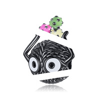 Breloque perlée en zircon rouge, motif chat robot, Minion, Sally, poupée mignonne pour bébé fille, charbon noir, joli ballon, chinchilla, crâne
