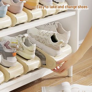 Wholesale 2 Pack Space-Saving Storage Organizer with Slots Adjustable Home Double Layer <strong>Shoe</strong> <strong>Holders</strong> for Closet Storage - Product Image 6