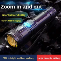Projecteur LED Super Lumineux Aurora Cannon, Grand Projecteur de Patrouille Extérieur, 1000+ Lumens, Portée Longue de 400-500M, Zoom, Rechargeable par USB, IP65