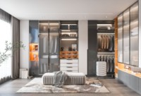 Service OEM : Conception de dressing scandinave gain de place, lignes épurées, rangement intelligent, mobilier de chambre, dressing