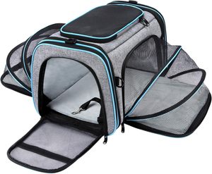 Airline Approved Expandable <b>Cat</b> Dog Carrier Soft-Sided Pet Travel Carrier Bag with Removable Fleece Pad and Pockets - Product Image 1