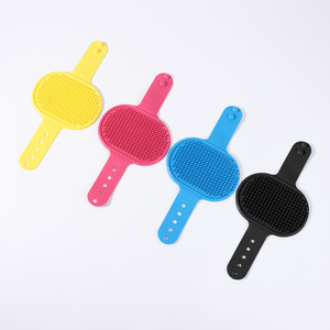 Silicone <b>Pet</b> <b>Bath</b> Brush Dog Massage Glove Blue Pink Yellow Green Rubber <b>Cleaning</b> Tool For <b>Pets</b> - Product Image 1