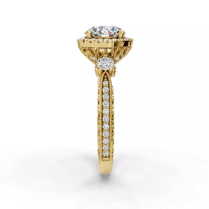 แหวนหมั้นเพชรทองคำขาว 14K เพชรเลี้ยงในห้องปฏิบัติการ ดีไซน์ลายฉลุประณีต ประดับเพชรข้าง วงแหวนทรงรัศมี สง่างาม พร้อมใบรับรอง IGI - Product Image 2