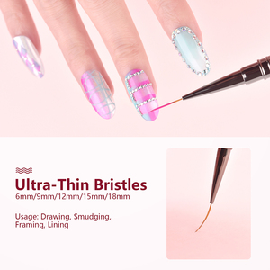 Lot de 5 pinceaux à ongles en métal ultra fins pour nail art, liner, gel, dessin et manucure - Product Image 5