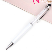 Mode beauté logo personnalisé promotionnel de haute qualité stylo à bille de cristal en métal avec stylet à écran tactile
