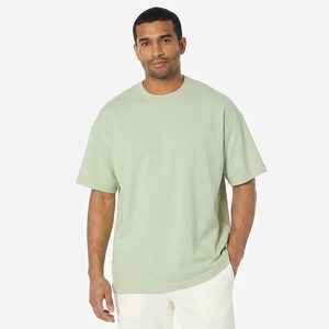 Camiseta de Hombre al por Mayor, OEM, Lisa, Oversize, con Hombros Caídos, 100% Algodón, para Ropa Urbana, Tallas Grandes - Product Image 1