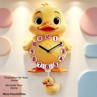 Jam Dinding Kartun Bebek Kuning Kecil yang Lucu dengan Gerakan Quartz Mendukung Desain Kustom
