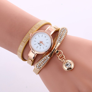 <span class=keywords><strong>Bracelet</strong></span> de femme en cuir PU tressé avec pendentif libellule exquis en strass et quartz - Product Image 4