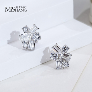 Pendientes de diamantes de oro blanco de 18 quilates Messi Jewelry MSE-834 para mujer - Product Image 2