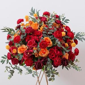 Centros de Mesa Populares con Rosas Rojas y Naranjas, Decoración Moderna y Lujosa para Bodas y Fiestas, Bola de Flores Artificiales Personalizada, Nueva Llegada - Product Image 2