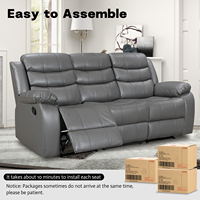 Fauteuil inclinable moderne en cuir aérien extensible à trois places avec structure en bois pour les vendeurs e-commerce