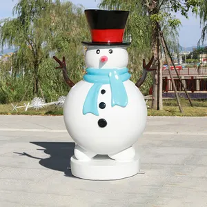 Наружное рождественское коммерческое украшение, большая смола, стекловолокно, матовые фигурки снеговика, скульптура для продажи